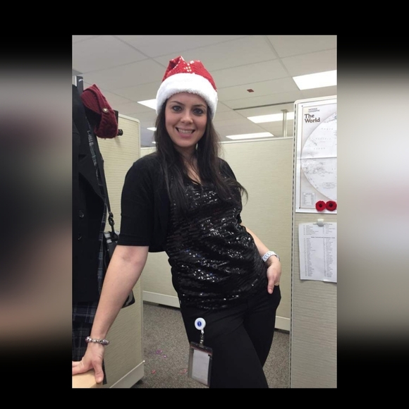 Jones New York Glittery Glitzy Silver Sequined Top - Picture 2 of 6